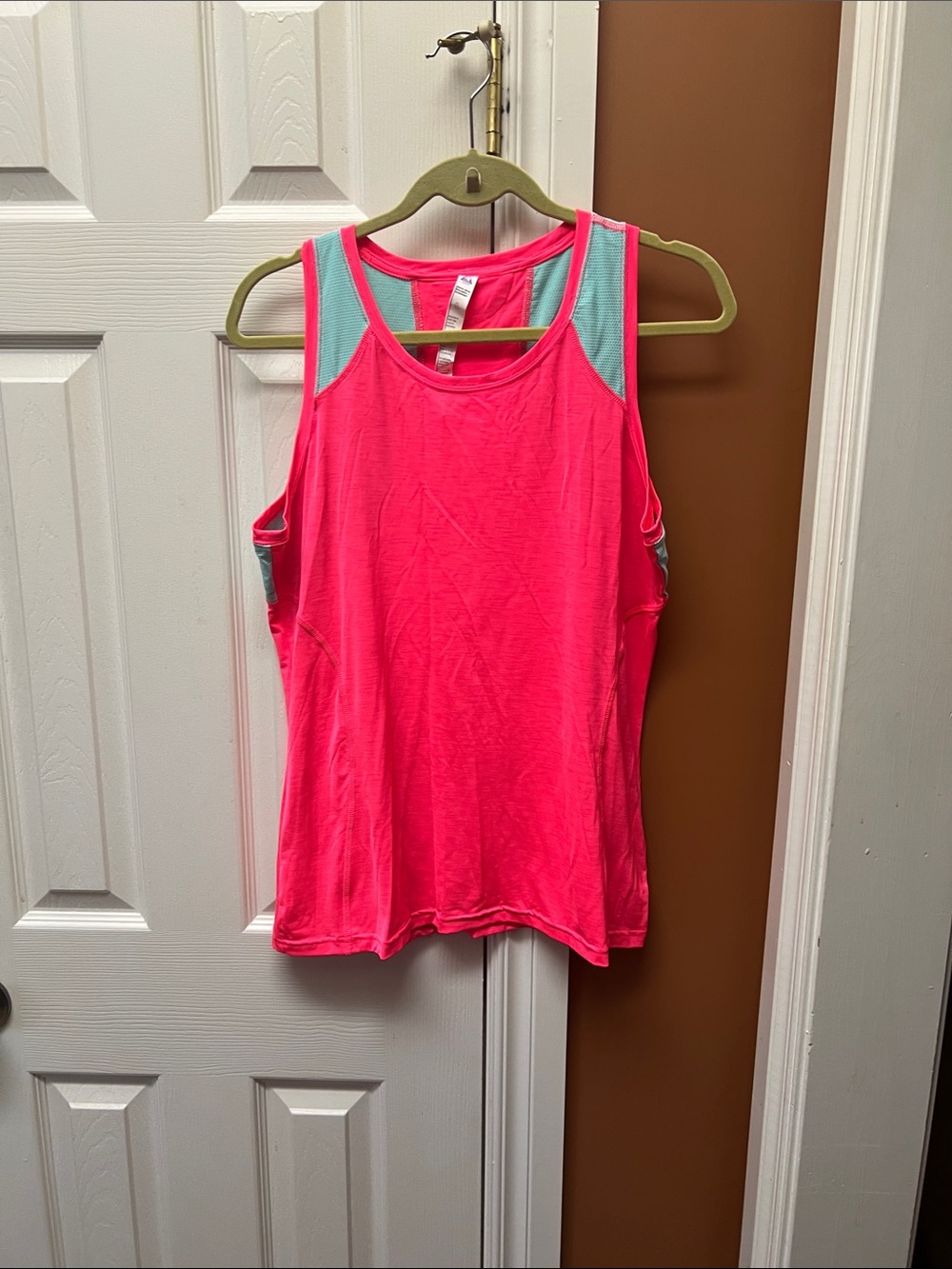 Bright Pink Tank Top with Mint Trim